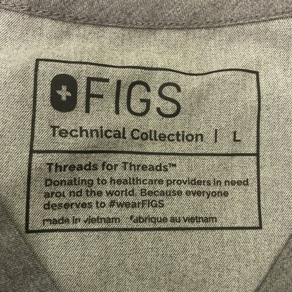 FIGS Technical Collection Scrubs Graphite Gray Men's Large Chisec Top 3 Pockets - Picture 5 of 8